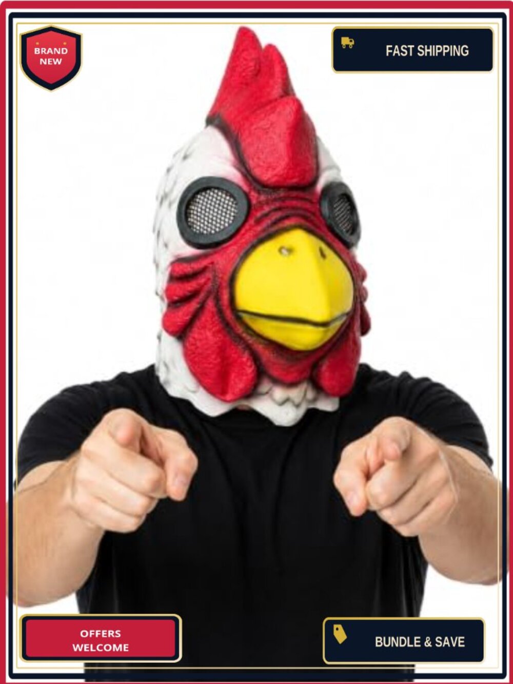 Realistic Rooster Latex Mask Adult Chicken Head Costume Halloween Cosplay